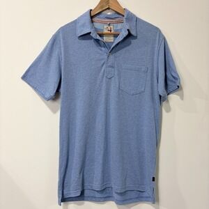 Relwen Polo Shirt Mens Medium Blue Fineline Cotton Jersey Golf Huckberry